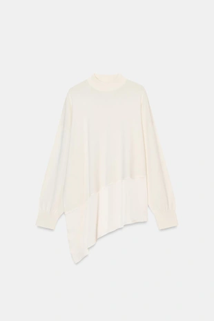 Асимметричный свитер из комбинированного трикотажа- Заказать в России