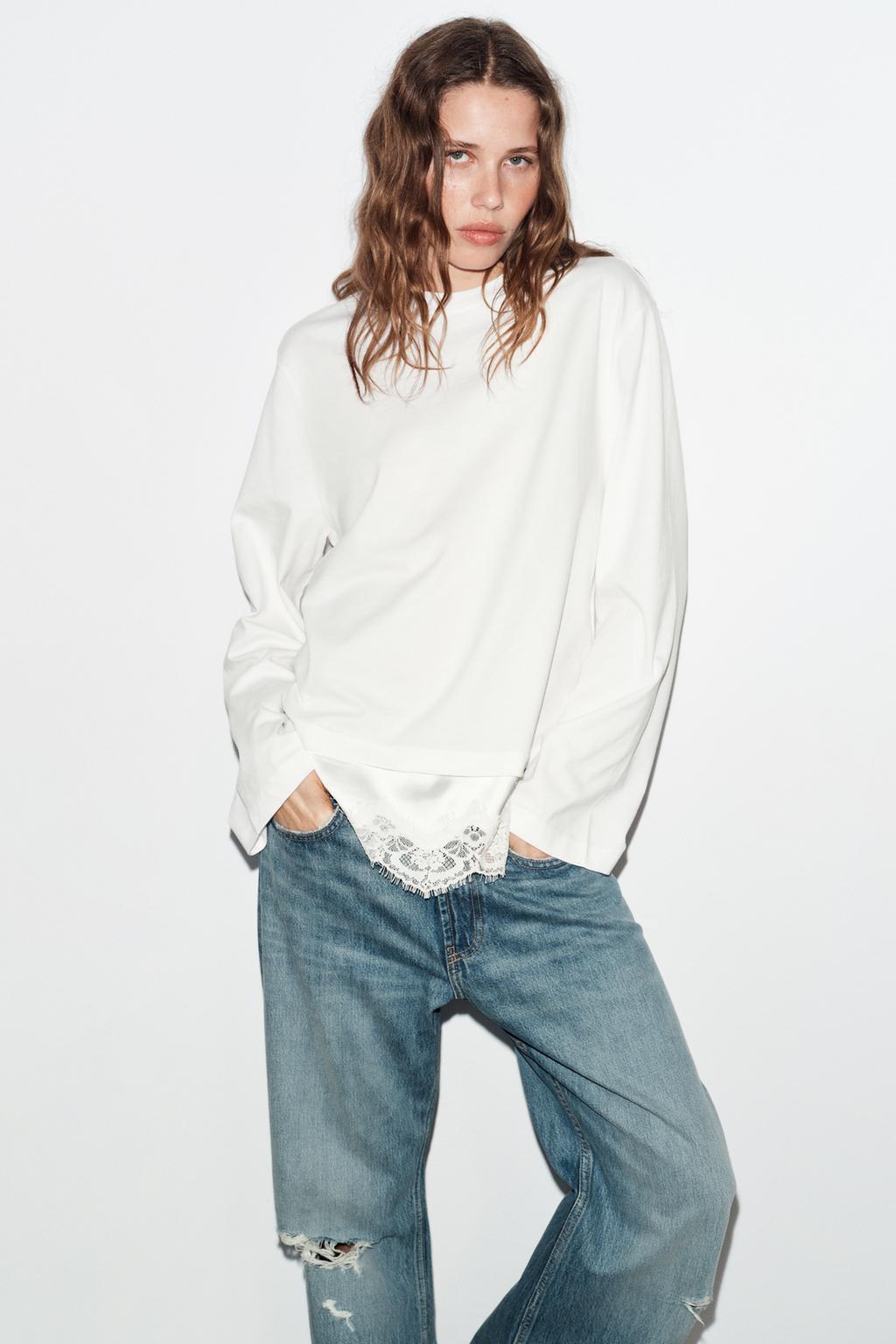 КОМБИНИРОВАННАЯ ФУТБОЛКА С КРУЖЕВОМ