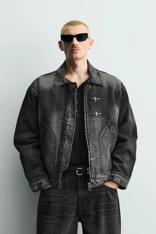 Джинсовая куртка BOXY FIT с навесными петлями- Заказать в России