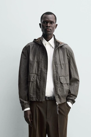 Куртка из льна и хлопка с вощеным покрытием- Заказать в России