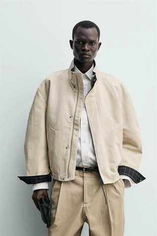 Куртка с контрастным воротником- Заказать в России