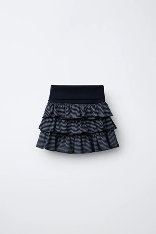 Юбка-шорты с воланами и полосками