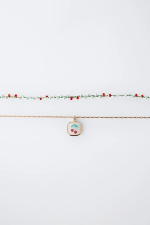 Набор из двух ожерелий с бусинами и вишенками- Заказать в России