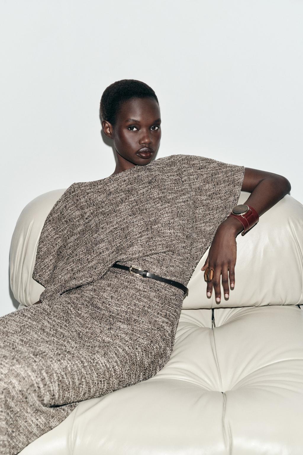 ПЛАТЬЕ МИДИ С ТЕКСТУРОЙ И РЕМНЕМ