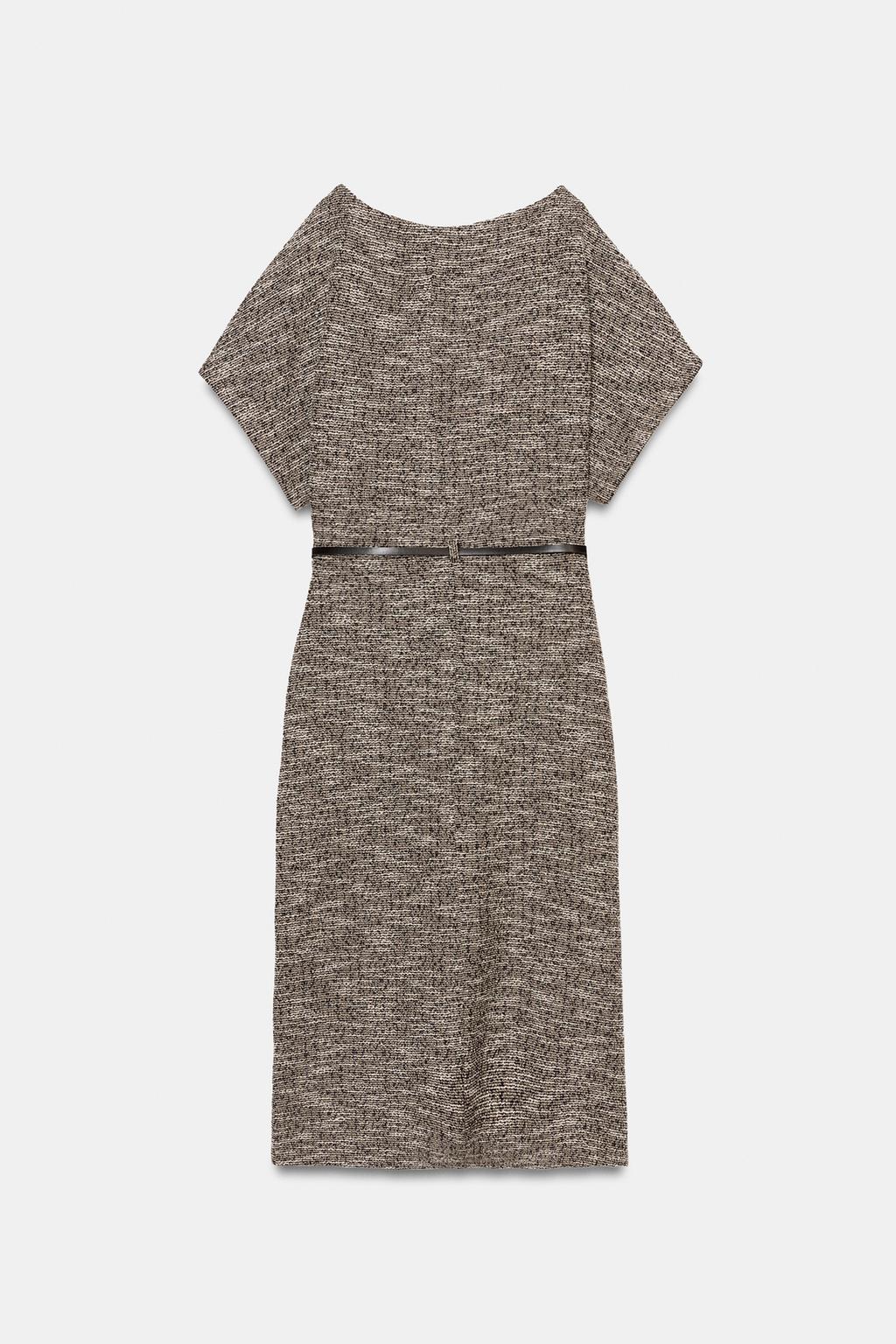 ПЛАТЬЕ МИДИ С ТЕКСТУРОЙ И РЕМНЕМ