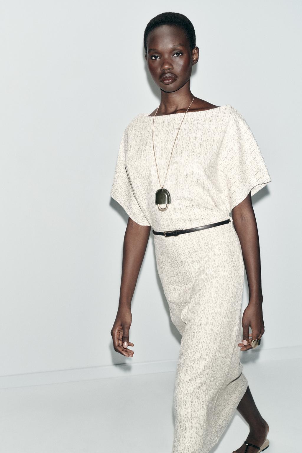 ТЕКСТУРНОЕ ПЛАТЬЕ МИДИ С ПОЯСОМ