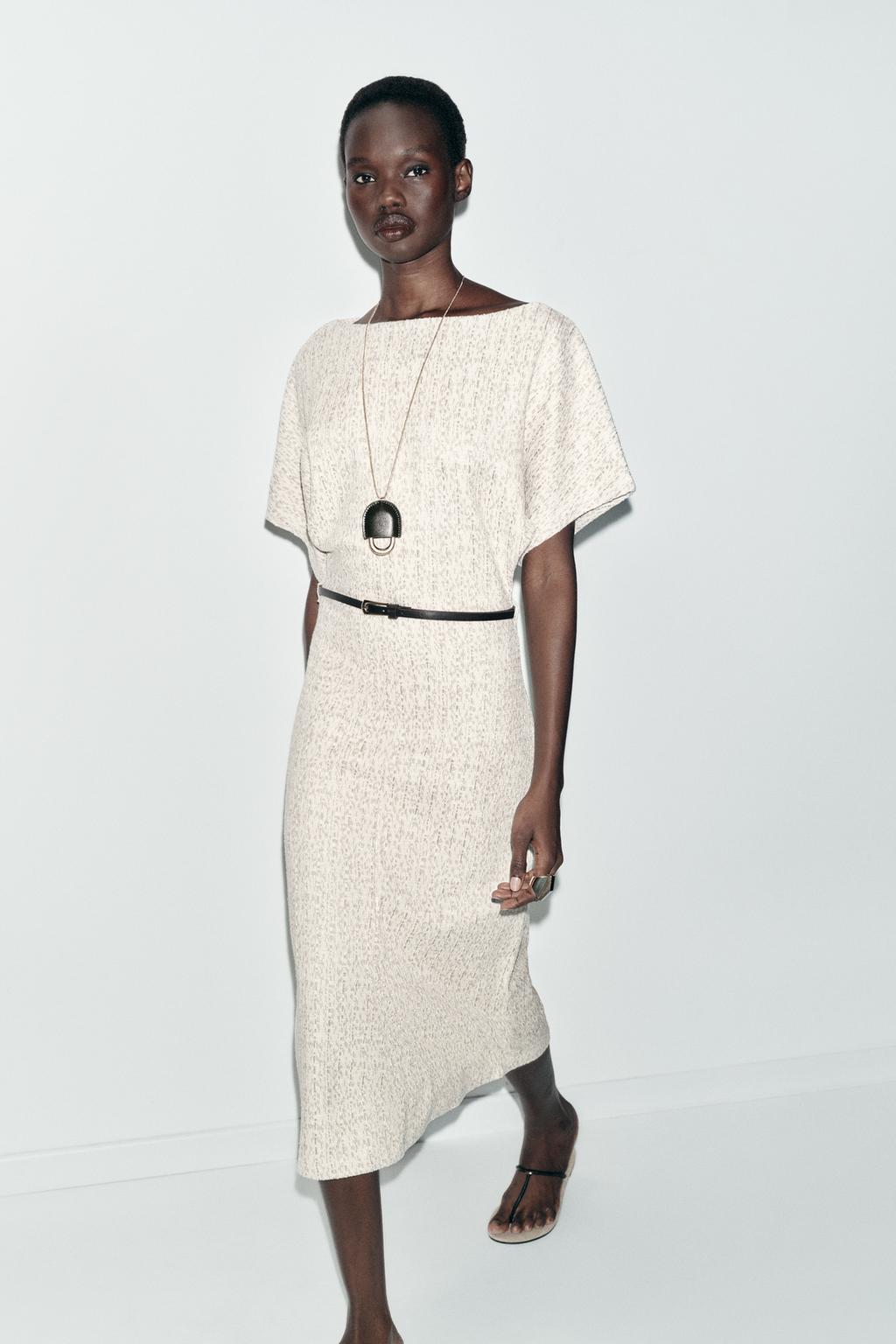 ТЕКСТУРНОЕ ПЛАТЬЕ МИДИ С ПОЯСОМ