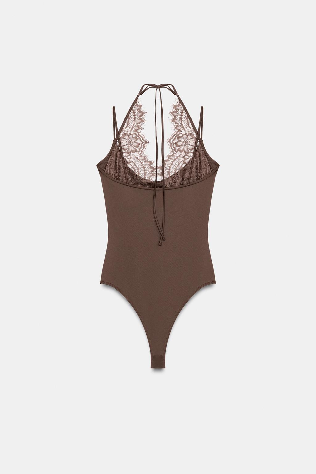 БОДИ ХАЛТЕР С КОМБИНИРОВАННЫМ КРУЖЕВОМ