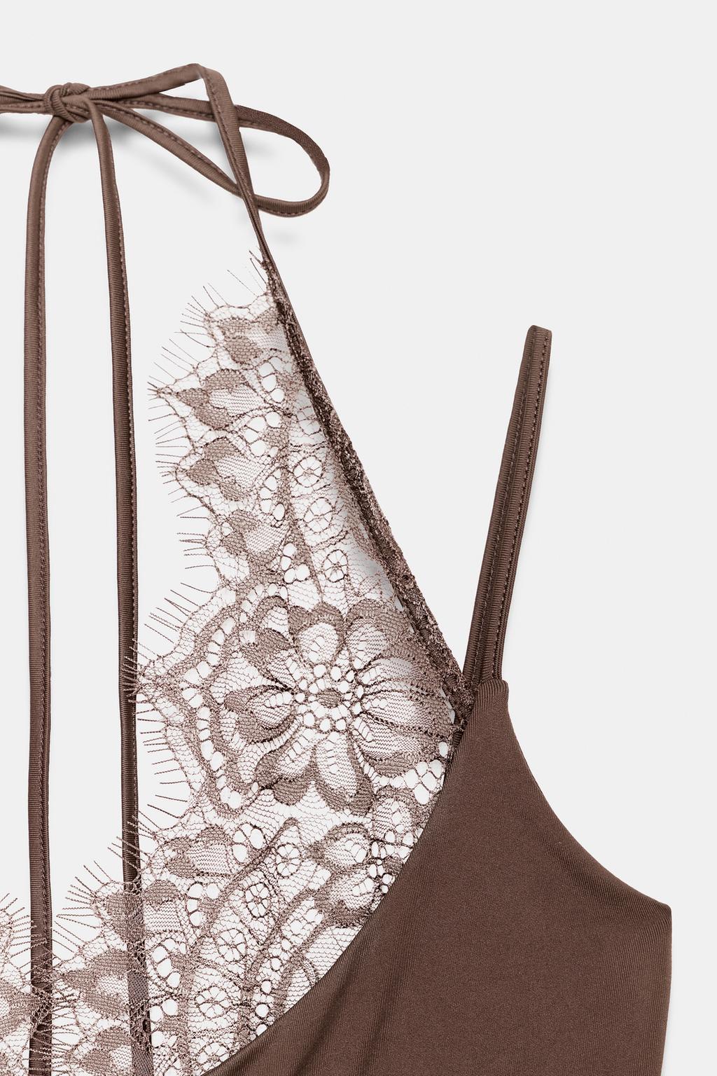 БОДИ ХАЛТЕР С КОМБИНИРОВАННЫМ КРУЖЕВОМ