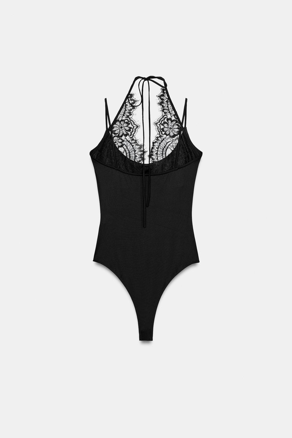 БОДИ ХАЛТЕР С КОМБИНИРОВАННЫМ КРУЖЕВОМ