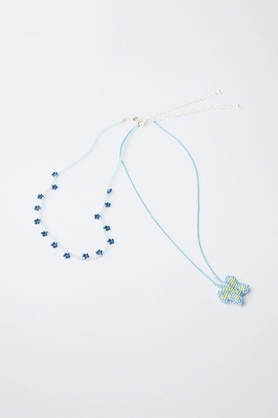 Набор из двух ожерелий с бусинами, бабочкой и цветами- Заказать в России