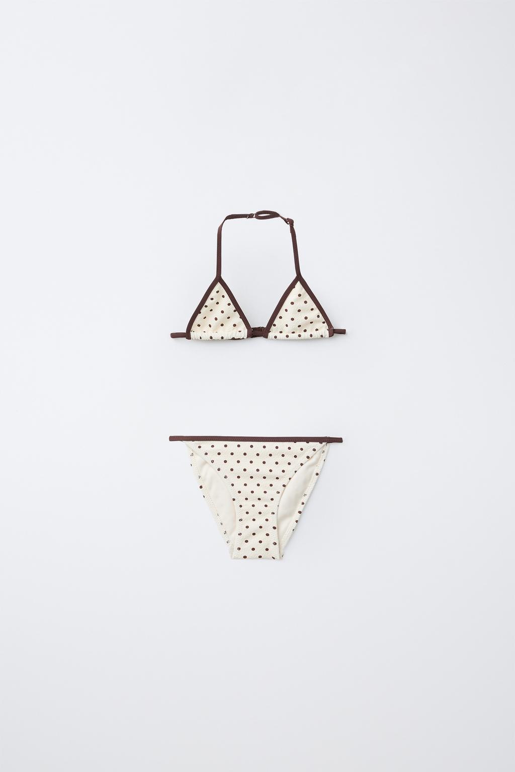 6-14 ЛЕТ/БИКИНИ ТРЕУГОЛЬНОЕ С ТЕКСТУРОЙ В ГОРОШЕК