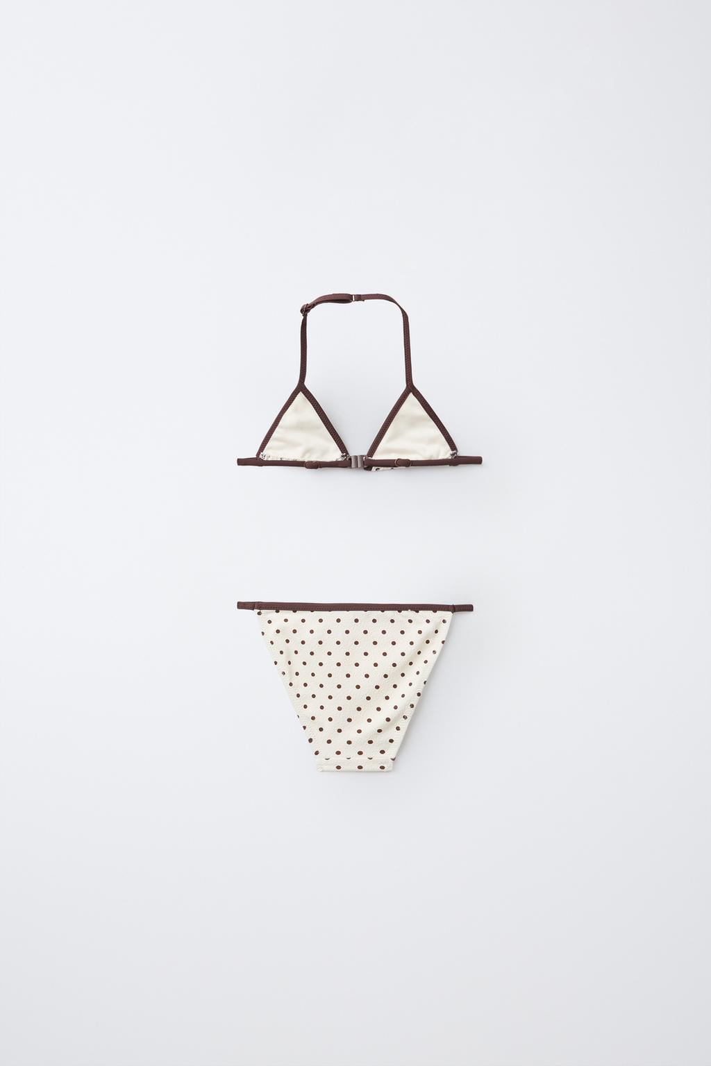 6-14 ЛЕТ/БИКИНИ ТРЕУГОЛЬНОЕ С ТЕКСТУРОЙ В ГОРОШЕК