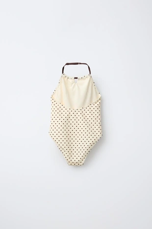 6-14 лет/купальник с горловиной халтер в горошек- Заказать в России