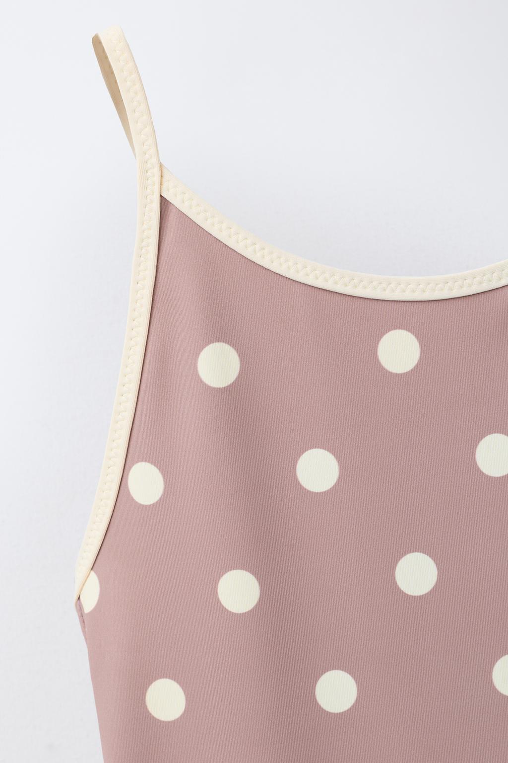 6-14 ЛЕТ/КУПАЛЬНИК В ГОРОШЕК С КОНТРАСТНЫМИ ДЕТАЛЯМИ