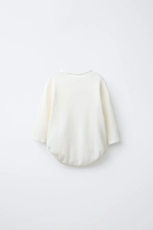 Боди из рифленого трикотажа с воротником на пуговицах- Заказать в России