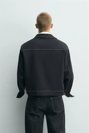 Куртка-рубашка с контрастной отстрочкой- Заказать в России