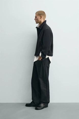 Куртка-рубашка с контрастной отстрочкой- Заказать в России