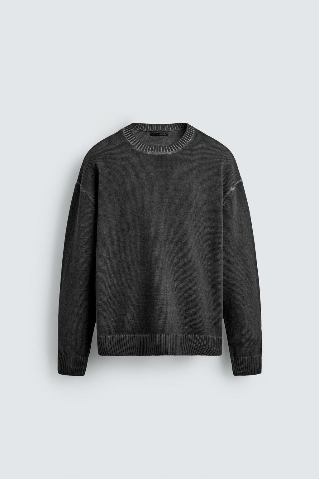 СВИТЕР ИЗ РЕЛЬЕФНОЙ ТКАНИ С ЭФФЕКТОМ ПОТЕРТОСТИ