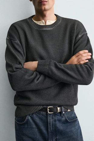 Свитер из рельефной ткани с эффектом потертости- Заказать в России