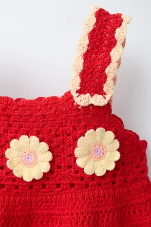 Топ из вязаного крючком полотна с цветами- Заказать в России