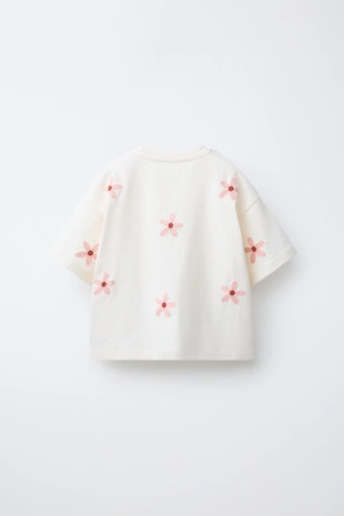 Футболка с цветочной вышивкой- Заказать в России