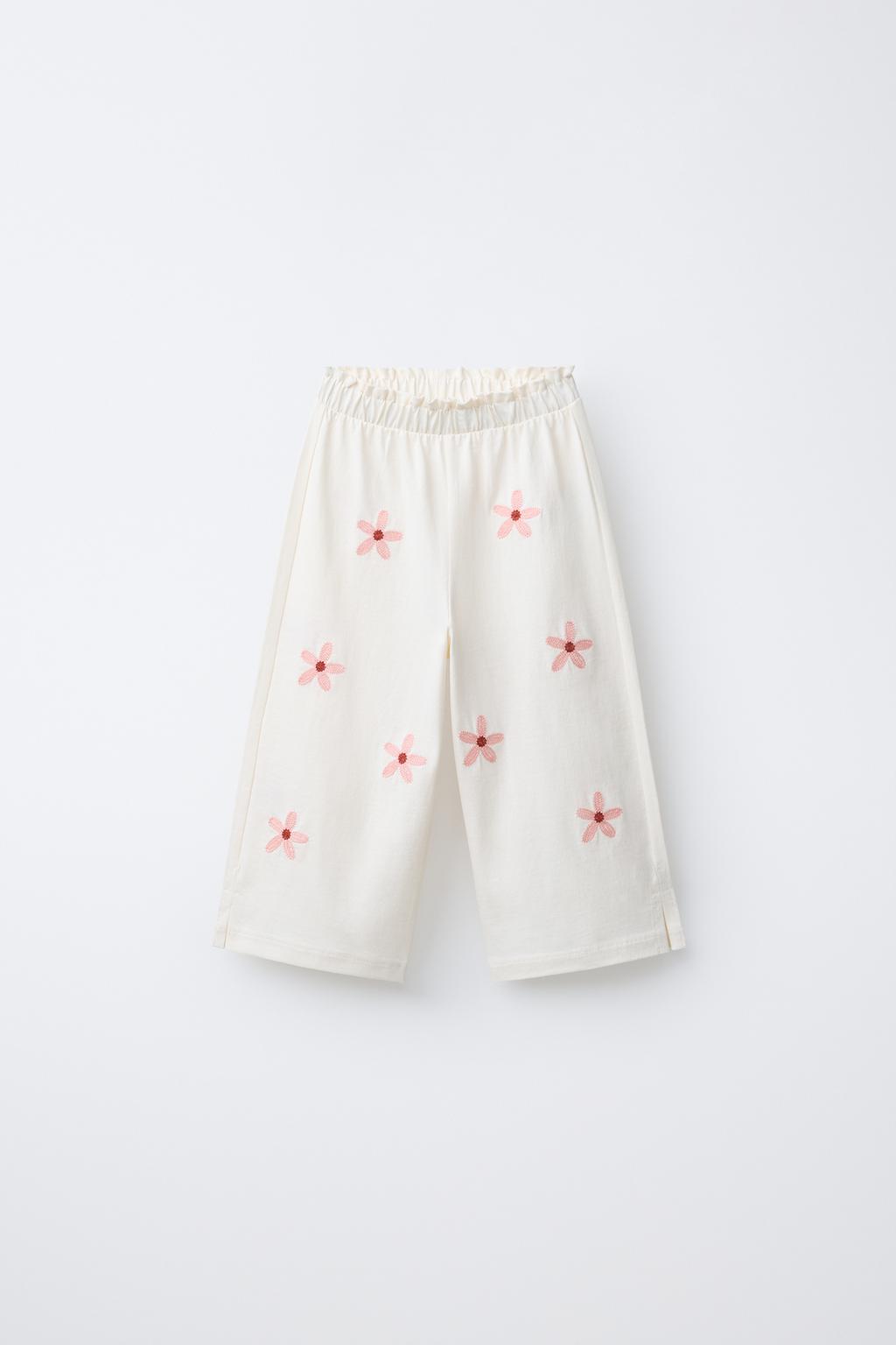 БРЮКИ-КЮЛОТЫ С ВЫШИВКОЙ ЦВЕТОВ