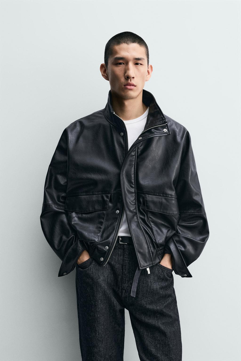 УКОРОЧЕННАЯ КУРТКА ИЗ ИСКУССТВЕННОЙ КОЖИ