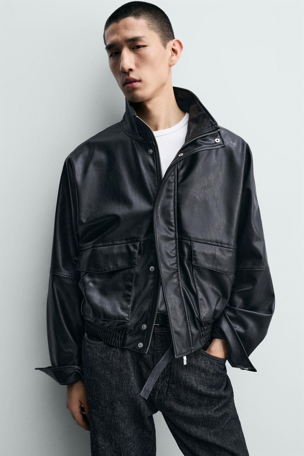 УКОРОЧЕННАЯ КУРТКА ИЗ ИСКУССТВЕННОЙ КОЖИ