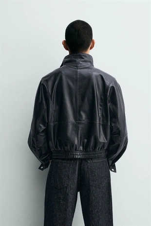 Укороченная куртка из искусственной кожи- Заказать в России