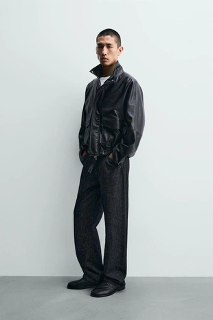 Укороченная куртка из искусственной кожи- Заказать в России