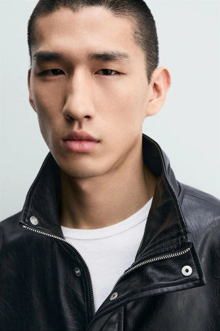 Укороченная куртка из искусственной кожи- Заказать в России