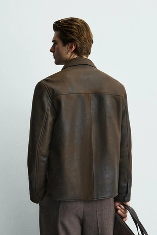 Кожаная куртка в винтажном стиле- Заказать в России