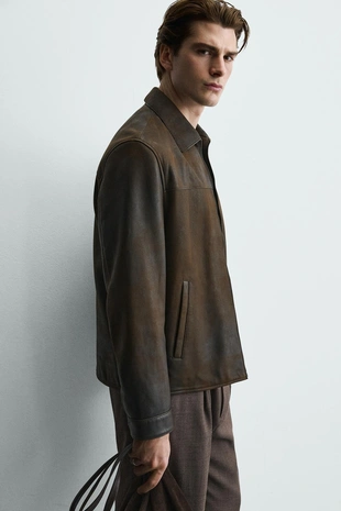 Кожаная куртка в винтажном стиле- Заказать в России