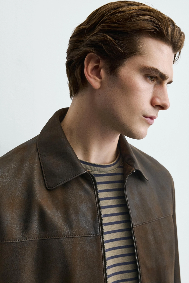 Кожаная куртка с эффектом старения