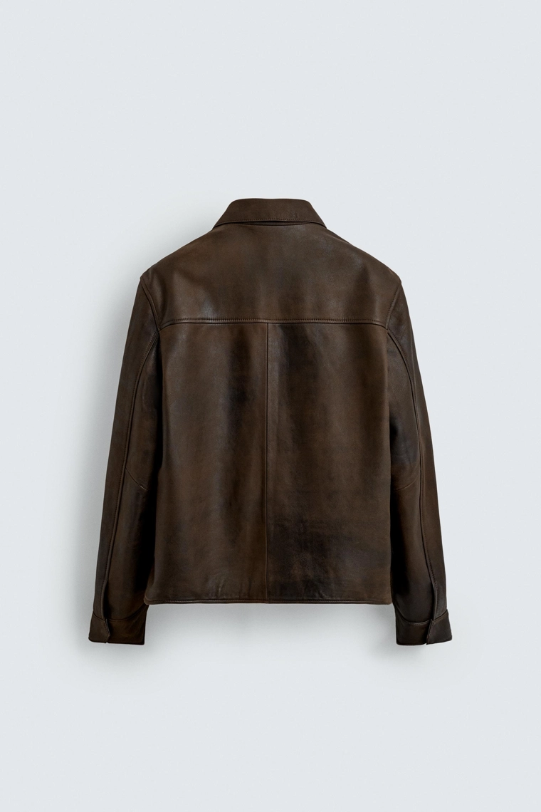 Кожаная куртка с эффектом старения