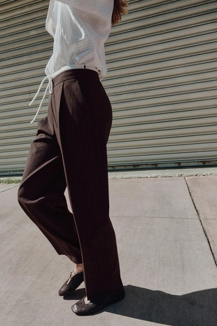 Широкие брюки с двойным поясом- Заказать в России