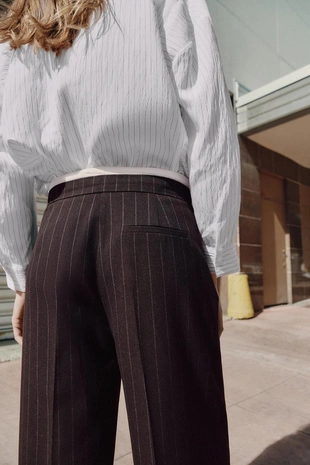 Широкие брюки с двойным поясом- Заказать в России