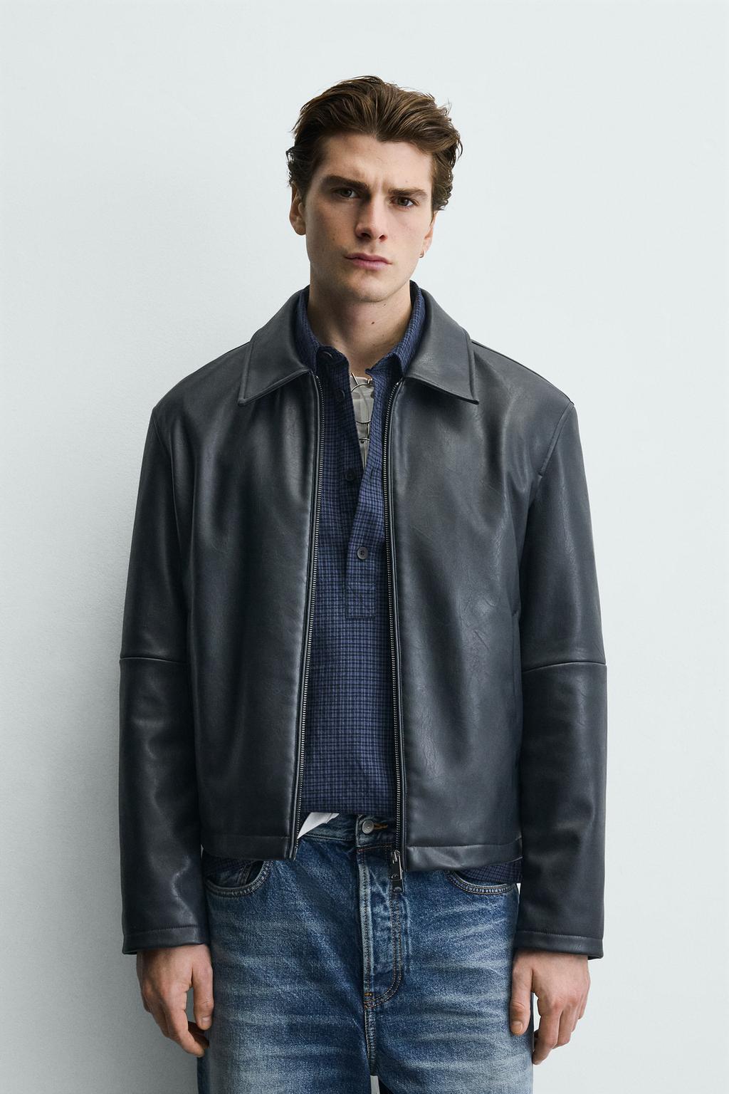 КУРТКА КЛАССИЧЕСКОГО КРОЯ ИЗ ИСКУССТВЕННОЙ КОЖИ