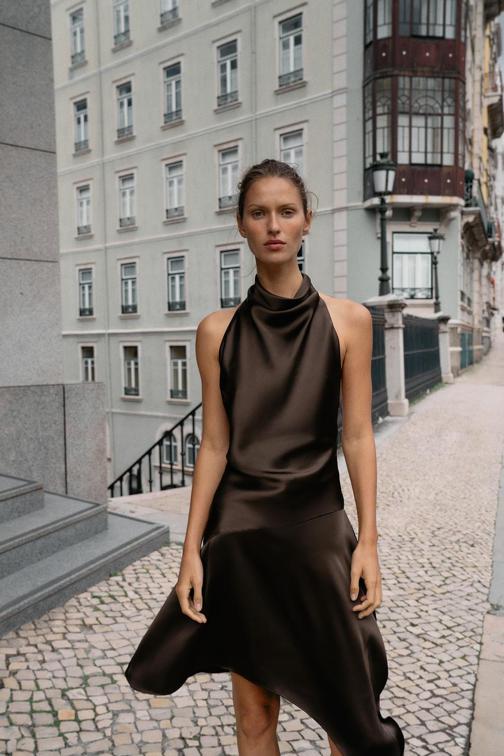 КОРОТКОЕ АСИММЕТРИЧНОЕ ПЛАТЬЕ С БАНТОМ