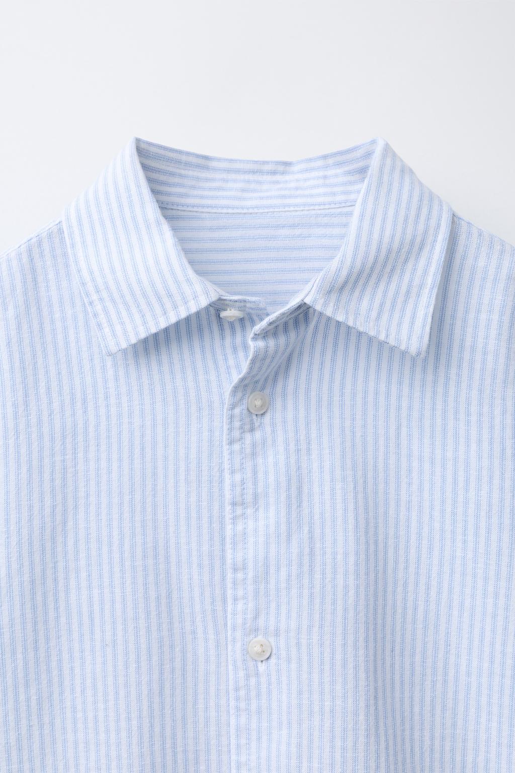 РУБАШКА В ПОЛОСКУ ИЗ ХЛОПКА И ЛЬНА