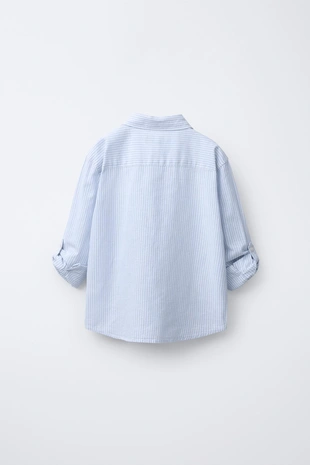 Рубашка в полоску из хлопка и льна- Заказать в России