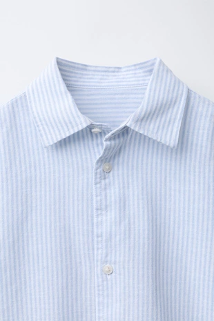 Рубашка в полоску из хлопка и льна- Заказать в России