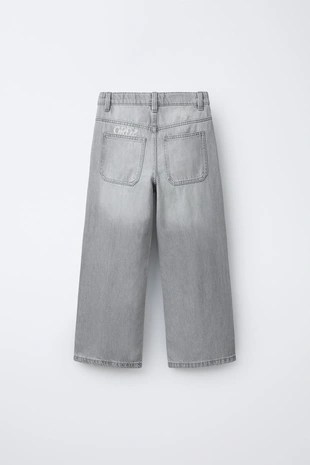 Джинсы WIDE LEG с вышитым текстом