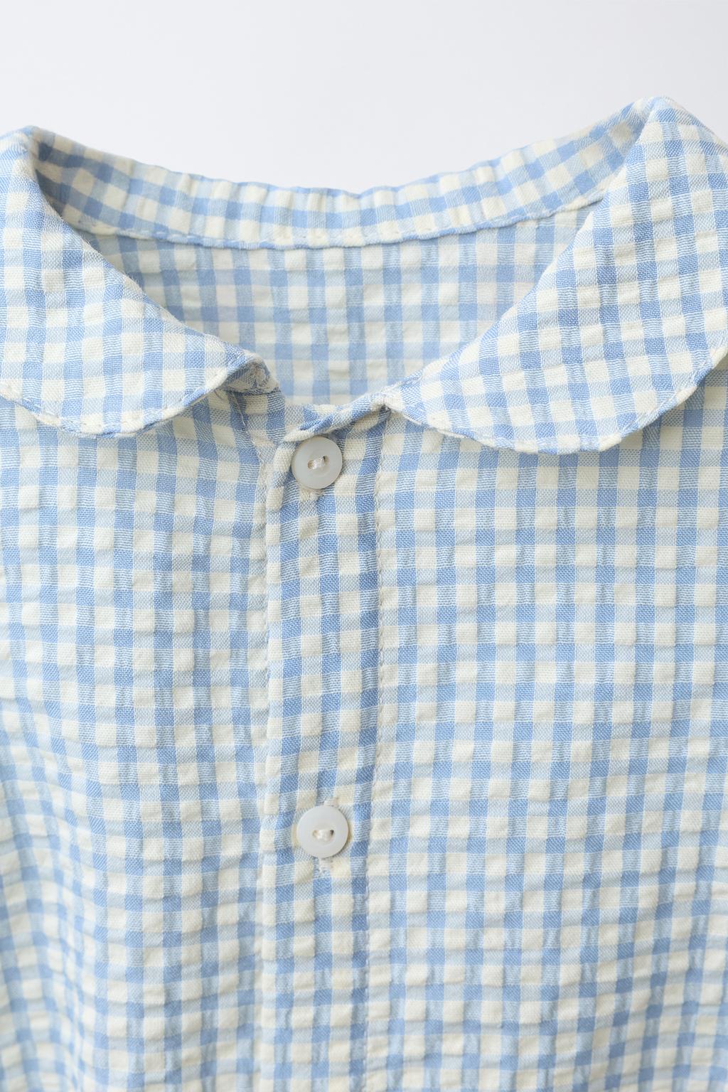 Боди в клетку с отложным воротничком