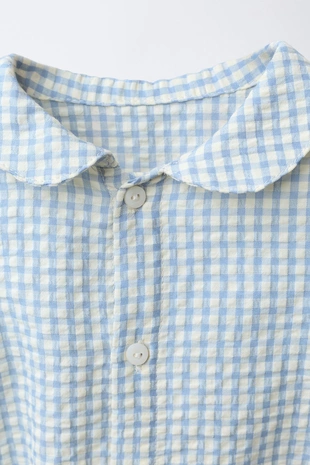 Боди в клетку с отложным воротничком- Заказать в России