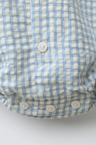 Боди в клетку с отложным воротничком- Заказать в России