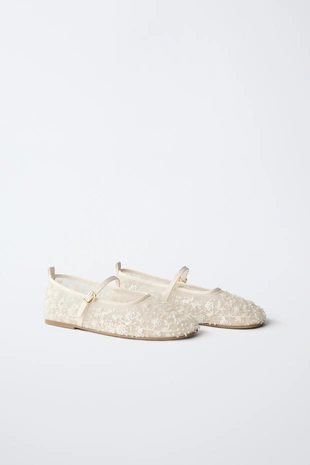 Купить Zara Балетки с бусинами