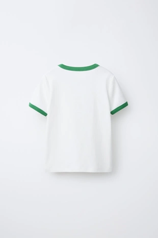 Футболка в рубчик с контрастным текстом- Заказать в России