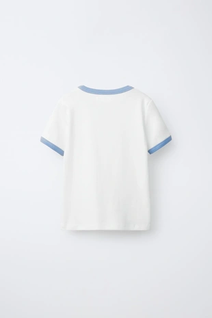 Футболка в рубчик с контрастным текстом- Заказать в России